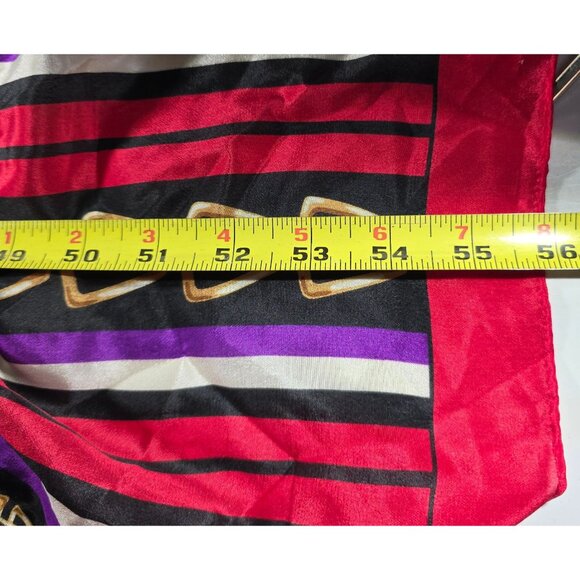 Vtg Echo Silk Scarf Stripes  Gold Buckle chain Design purple red white gold - Picture 6 of 7